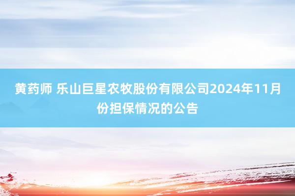 黄药师 乐山巨星农牧股份有限公司2024年11月份担保情况的公告