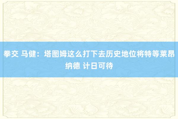 拳交 马健：塔图姆这么打下去历史地位将特等莱昂纳德 计日可待